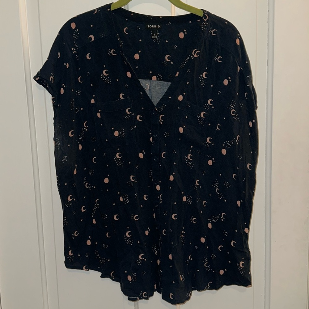 Celestial print casual button up